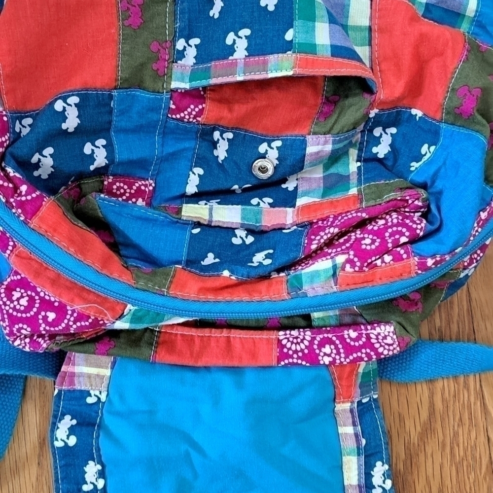 Authentic Disney Parks Backpack Madras Plaid Quilted Fabric 12" x 11" x 4" - Picture 9 of 15